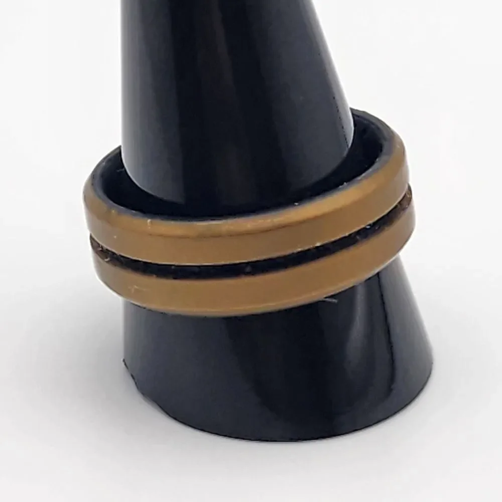 ROQ Gold & Black Breathable Comfort Engraved Middle Line Silicone Ring (11)